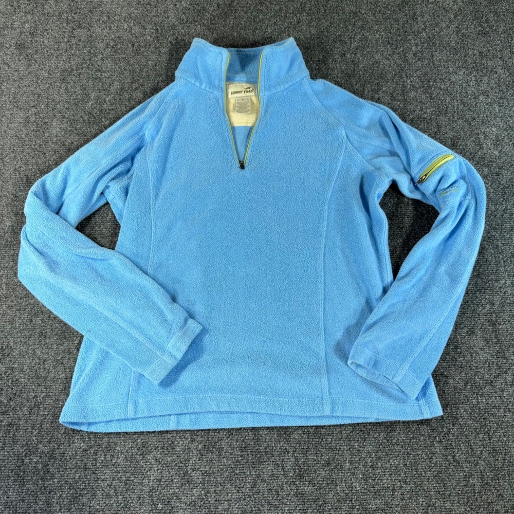 Horny Toad Womens Medium‎ Blue Micro Polyester Fleece Quarter Zip Pullover Top